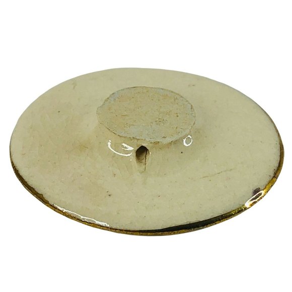 2 Japanese Satsuma Buttons Porcelain Flower Design 1 1/8” Gold Trim Floral VTG - Picture 7 of 9